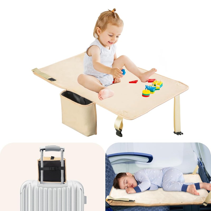 TrekBabe Toddler Airplane Bed, Airplane Seat Extender for Kids, Baby Travel Essentials, Beige - Image 1